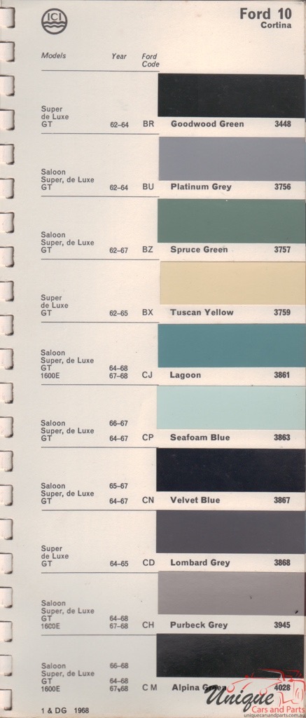 1962-1968 Ford Paint Charts Autocolor 2